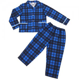 Детская пижама для мальчика фланель размер 30 ИвНоски. Цвет: черный/бирюзовый