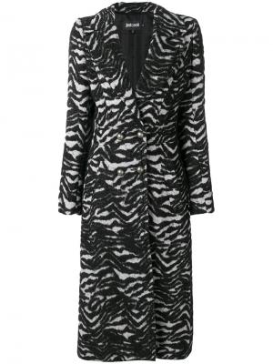 Удлиненное пальто с анималистичным принтом Just Cavalli. Цвет: чёрный