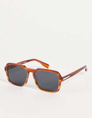 Женские солнцезащитные очки в квадратной мраморно-черепаховой оправе с черными стеклами Cut Twenty-Черный цвет Spitfire
