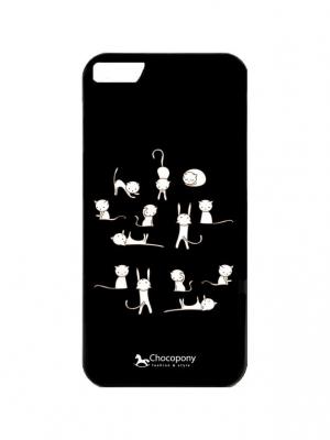 Чехол для iPhone 7  Белые котики Арт. Black7-107 Chocopony. Цвет: черный