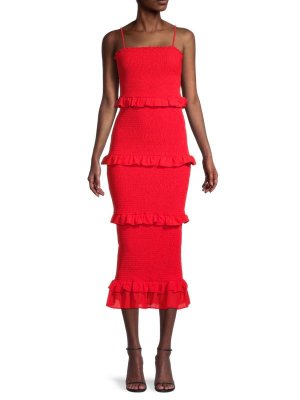 Присборенное облегающее платье с оборками Red Bebe