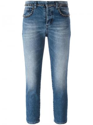 Декорированные укороченные джинсы скинни Nº21. Цвет: синий