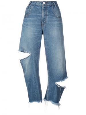 Состаренные укороченные джинсы Monse. Цвет: blue