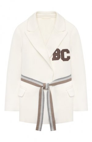 Хлопковый пиджак Brunello Cucinelli. Цвет: белый