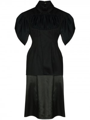 Платье миди с короткими рукавами и драпировкой Richard Malone. Цвет: черный