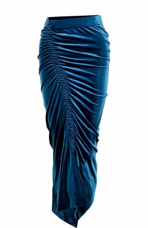 Бархатная юбка-карандаш с драпировкой PREEN by Thornton Bregazzi. Цвет: синий