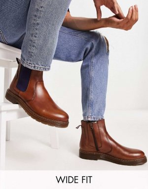 Светло-коричневые кожаные массивные ботинки челси Wide Fit Ben Sherman