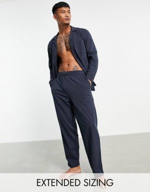 Темно-синий пижамный комплект из рубашки и брюк ASOS DESIGN