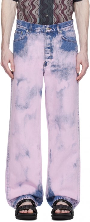 Розовые джинсы, окрашенные в одежде Dries Van Noten