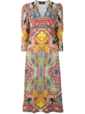 Платье миди с цветочным принтом Etro. Цвет: разноцветный