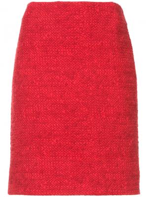 Твидовая юбка букле Akris Punto. Цвет: красный