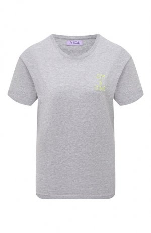 Хлопковая футболка MC2 Saint Barth. Цвет: серый
