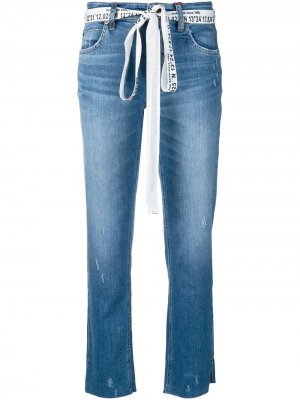 Укороченные джинсы с принтом на поясе Cambio. Цвет: синий