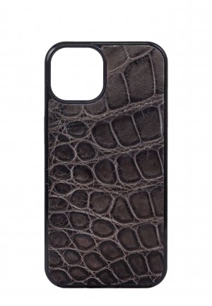 Чехол для iPhone 13 из кожи крокодила BARDINI. Цвет: коричневый
