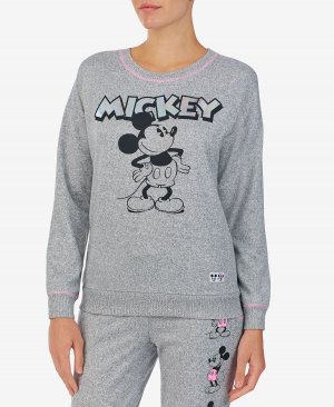 Трикотажная пижамная толстовка с микки маусом и круглым вырезом , мульти Disney
