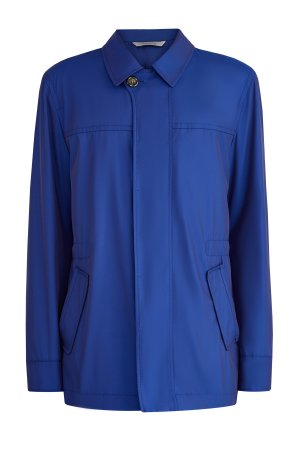 Классическая куртка из габардина с защитой от дождя Rain Protection CANALI. Цвет: синий