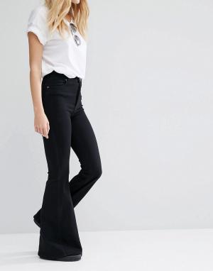 Супероблегающие расклешенные джинсы с завышенной талией Tracy Dr Denim. Цвет: черный