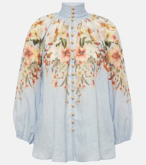 Блузка lexi из рами с цветочным принтом , синий Zimmermann