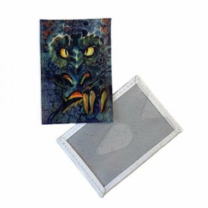 Обложка для проездного билета одной карточки с принтом “Черный дракон”, натуральная кожа 002563000, синий, зеленый Eshemoda. Цвет: зеленый/синий