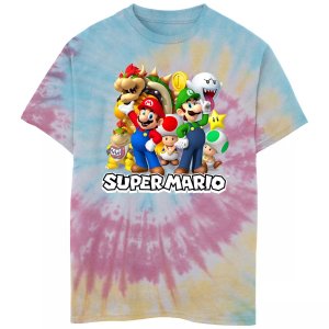 Футболка с изображением персонажей группы Super Mario Tie Dye для мальчиков 8–20 лет Nintendo