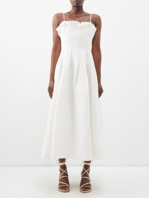 Плиссированное платье paradiso из смесового льна , белый Aje