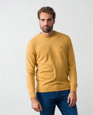 Желтый мужской свитер с круглым вырезом , Etiem. Цвет: желтый
