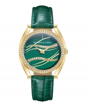 Женские деловые часы из натуральной кожи зеленого цвета с ремешком 33,8 мм , зеленый BCBGMAXAZRIA