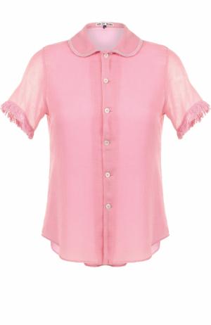 Блуза с коротким рукавом и отложным воротником Jupe by Jackie. Цвет: розовый
