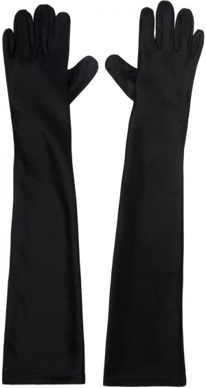 Эксклюзивные черные атласные длинные перчатки SSENSE Anna Sui
