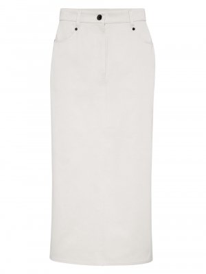 Юбка-миди с пятью карманами и блестящей закрепкой из джинсовой ткани Dyed Couture Brunello Cucinelli