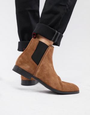 Светло-коричневые замшевые ботинки челси Boheme HUGO. Цвет: рыжий