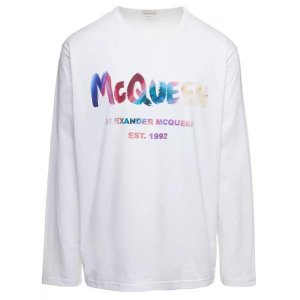 Футболка crewneck sweatshirt with multicolor graffiti Alexander Mcqueen, белый McQueen