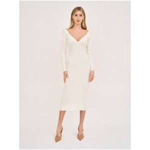 Вязаное платье футляр , женское, облегающее, трикотажное, тёплое, вечернее, единый размер 42-44 BrandStoff. Цвет: белый
