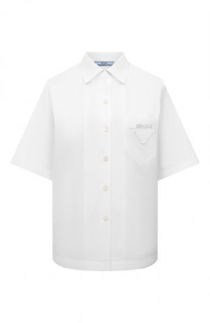 Хлопковая рубашка Prada. Цвет: белый