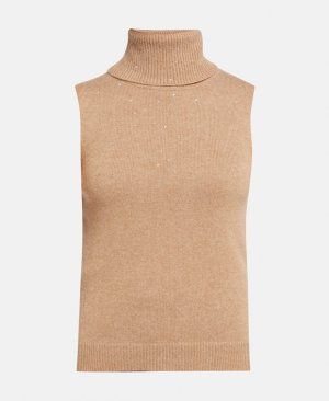 Кашемировый пуловер без рукавов , коричневый Max & Moi