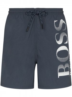 Плавки-шорты с логотипом BOSS. Цвет: серый