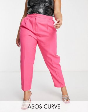 Лазурно-розовые зауженные брюки ASOS DESIGN Curve