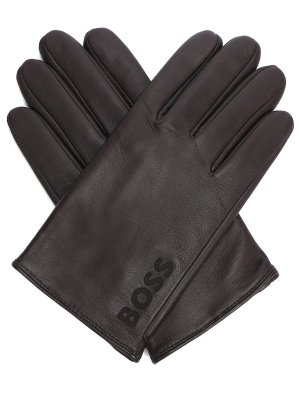Перчатки кожаные BOSS. Цвет: коричневый