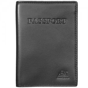 Обложка на паспорт в фирменной подарочной коробке 100% натуральная кожа черный 6116Black A&M. Цвет: черный
