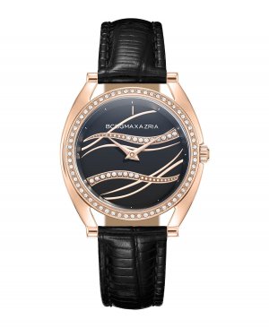 Женские деловые часы из натуральной кожи, черный ремешок 33,8 мм , BCBGMAXAZRIA