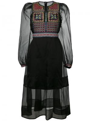 Платье из органзы с вышивкой Miahatami. Цвет: чёрный