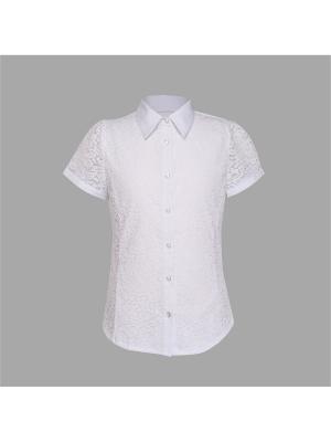 Блузка для девочки с коротким рукавом 7 одежек. Цвет: белый