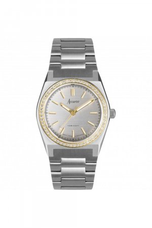 Женские классические аналоговые кварцевые часы из нержавеющей стали — 70016 , серебро Accurist