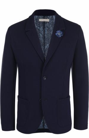 Однобортный приталенный пиджак с декоративной отделкой Daniele Fiesoli. Цвет: темно-синий
