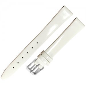 Ремешок 1203-01 (бел) ЛАК Белый кожаный ремень 12 мм для часов наручных лаковый из натуральной кожи женский гладкий Ardi. Цвет: белый