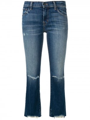 Укороченные джинсы с прорванными деталями J Brand. Цвет: синий
