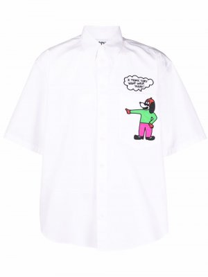 Рубашка с короткими рукавами и вышивкой Moschino. Цвет: белый