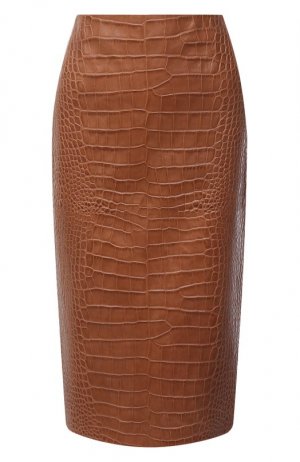 Кожаная юбка Ralph Lauren. Цвет: коричневый