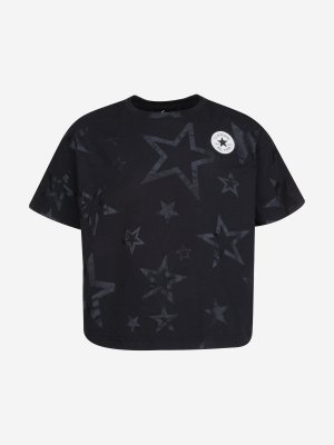 Футболка для девочек Star Printed Shine, Черный, размер 128 Converse. Цвет: черный