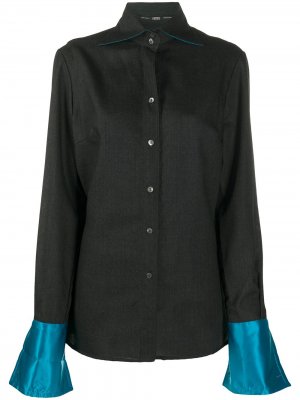 Рубашка 1990-х годов с контрастными манжетами Gianfranco Ferré Pre-Owned. Цвет: серый